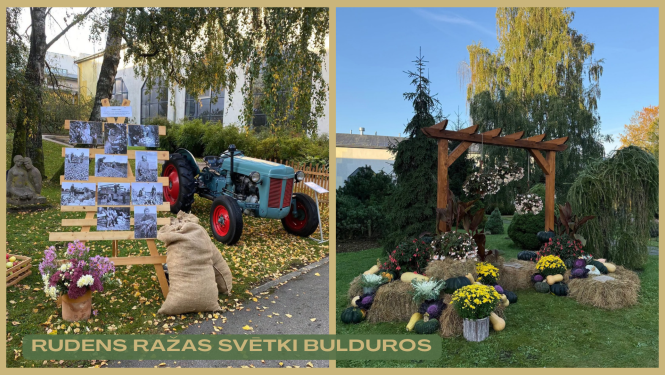Ražas svētkiem piedienīgas lietas - dažādas rudens veltes, lapkritis, senlaicīgs traktors un fotogrāfijas