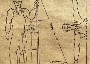Trīs, lauksaimniecībā visvairāk lietoto darba rīku – izkapts, grābeklis un cirvis - apraksti